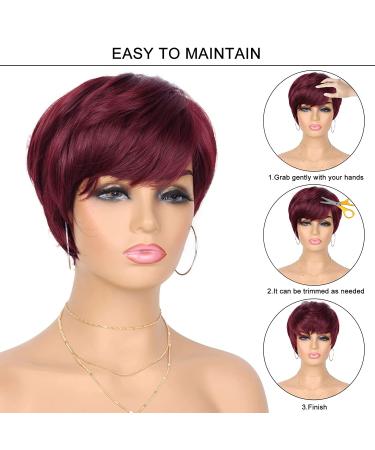 G&T Red Pixie Cut Wig with Bangs - Short Layered Heat Resistant Synthetic Wig for Women - Daily Party Use (99J) - Buy Online on GoSupps.com