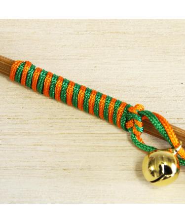 Morikuru Bamboo Earpick 6.69 in (170mm) Genroku-maki Style Wrapping Double-Hook Type Single Kanzashi Made in Japan Blue Backing Card (Orange/Green) - Buy Online on GoSupps.com