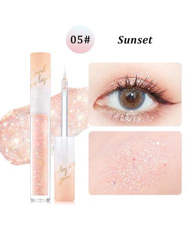Erinde Liquid Glitter Eyeliner - Waterproof Metallic Eye Liner Pen | Highly Pigmented Shimmer Eyeshadow Liner #10 Sunset - Buy Online on GoSupps.com