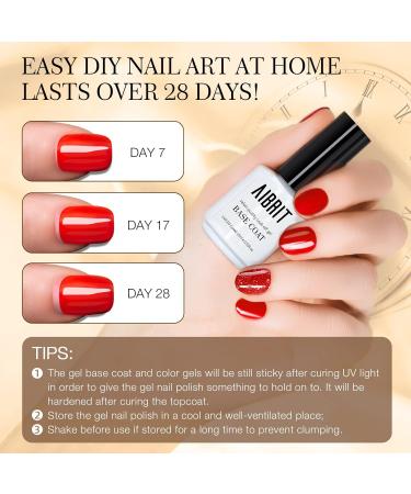 AIBRIT Gel Top Coat and Base Coat Set - Fast Dry, Long Lasting, Glossy Shine - Soak Off, No Wipe - For Home DIY and Salon - Pack of 2 - 15ml - Buy Online on GoSupps.com