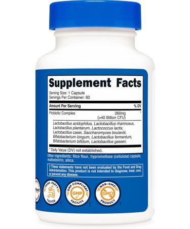 Nutricost Probiotic Complex (40 Billion CFU) (60 Capsules) - GMO-Free Gluten-Free - Buy Online on GoSupps.com