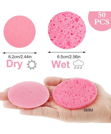 50 Compressed Facial Sponges - Soft Cellulose for Makeup Removal & Gentle Cleansing | Natural Round Face Wash Pads - Buy Online on GoSupps.com