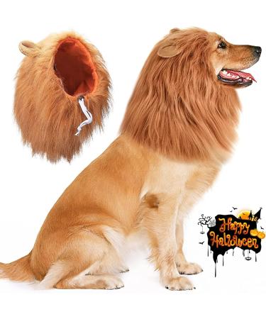 Vivifying Dog Costume Lions Mane | Adjustable Dog Wig with Ears for Medium & Large Dogs - Brown - Buy Online on GoSupps.com