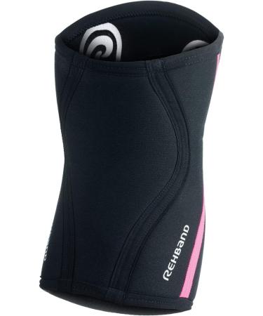 Rehband Kniebandage 7mm Neoprene - Flexible Non-Slip Knee Sleeve for Men & Women | XS - Ideal for Kraftsport & Fitness - Black/Pink - Buy Online on GoSupps.com
