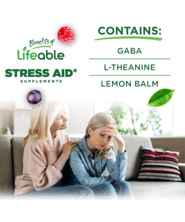 Lifeable Stress Aid Gummies for Teens | with Lemon Balm GABA and L Theanine Supplements | Vegan Non GMO Mood Support Supplement | Great Tasing Stress Vitamins | L-Theanine for Teen | 90 Gummies - Buy Online on GoSupps.com