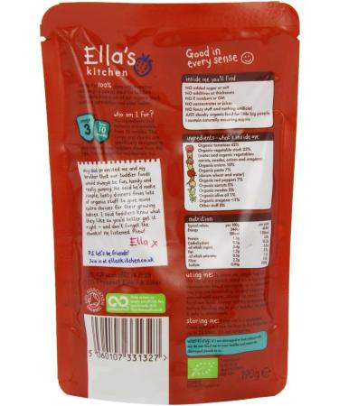 Ella's Kitchen Organic Tomato-y Pasta with Veggies 10 Months | 190g - Buy Online on GoSupps.com