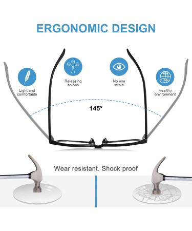 Okany Blue Light Blocking Computer Gla-sses for Women Men Lightweight Anti Glare Eyegla-sses 3 Packs Black + White + Leopard Print - Buy Online on GoSupps.com