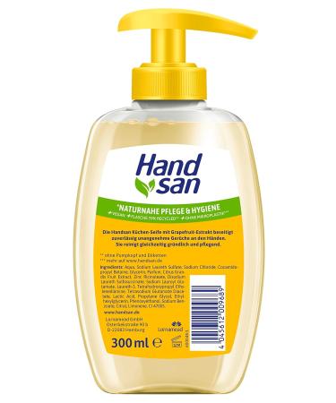 Hand San Liquid Soap - 300 ml | Nourishing Glycerin & Natural Grapefruit Extract | Odor-Eliminating Kitchen Soap | International Shipping Available - Buy Online on GoSupps.com