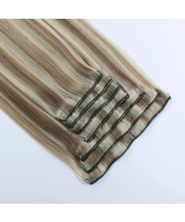 Lovrio 9A Grade Clip in Hair Extensions - Ash Brown/Light Chestnut Brown to Platinum Ash Blonde - 18 120g - 7 Pieces 18 Clips - Buy Online on GoSupps.com