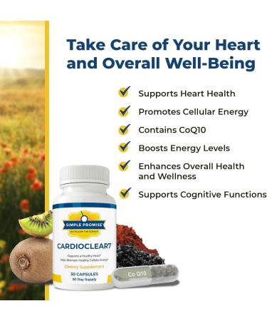 Buy Simple Promise Cardio Clear 7 - Heart Health Supplements with CoQ10 | 30-Day Supply for Cellular Energy | International Shipping Available - Buy Online on GoSupps.com