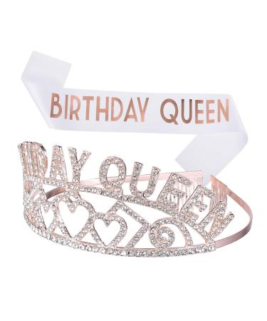 Crown Strap Set Party Tiara Girls Tiara Girl Queen Sash With Sash Girls Prom Headband Birthday Party Supplies Belts for Women Hair Ties for Women Miss Crystal Happy Birthday Cloth