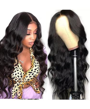 Lace Front Wigs Human Hair Body Wave 13x4x1 T Part Medium Pre Plucked Bleached Knots Brazilain Real Indian Thick High Destiny Medium Part Glueless 13x4x1 Lace Wigs Baby Hair Natural Color 16 Inch