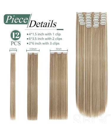 SEGO 12 Tress Extensions - Real Hair Clip-In Extensions 55cm 180g - Sandy Blonde & Blonde Bleach - Affordable Full Head Solution - Buy Online on GoSupps.com