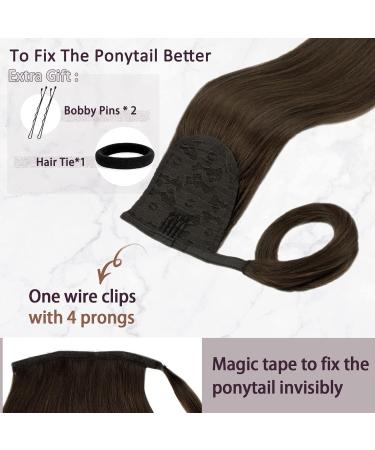 Runature Braid Extensions - Real Chocolate Brown Remy Hair 22 Inch Long Clip-In Ponytail 80g #4 - Buy Online on GoSupps.com