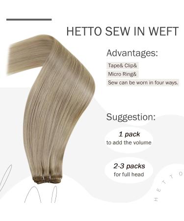 Hetto Real Hair Extensions - Ash Blonde #17/23 | 80g 35cm Remy Hair Highlights - Buy Online on GoSupps.com