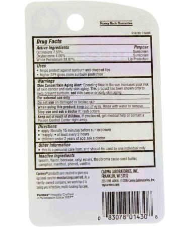 Carmex Moisturizing Lip Balm SPF 15 Cherry | Hydrating Lip Care for All Skin Types | 0.35 oz - Shop Internationally - Buy Online on GoSupps.com
