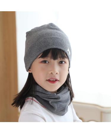 VUCDXOP Baby Cotton Hat Scarf Set - Beanie Hat + Tube Scarf Set, Grey, S Size (0-6 Months) - Buy Online on GoSupps.com