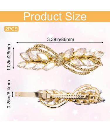 2PCS Gold Rhinestone Hair Barrettes | Sparkly Crystal Clips for Bridal & Wedding | Hair Accessories for Women & Girls - Buy Online on GoSupps.com
