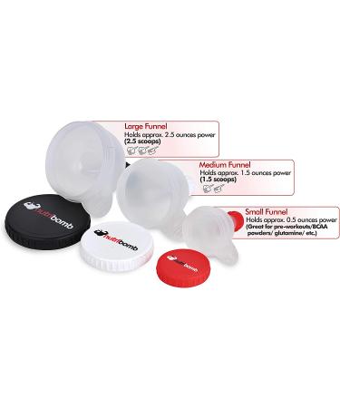 Nutribomb Medium Fill N Go - Protein Funnel - Supplement Funnel - Water Bottle Funnel - Travel Container for Gym Or Work (4) - Buy Online on GoSupps.com