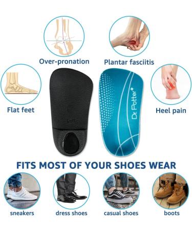 3/4 Orthotic Insoles for Plantar Fasciitis Relief | High Arch Support Inserts for Flat Feet & Heel Pain | Medium Size Men 6.5-8.5 / Women 7.5-9.5 - Shop Now - Buy Online on GoSupps.com