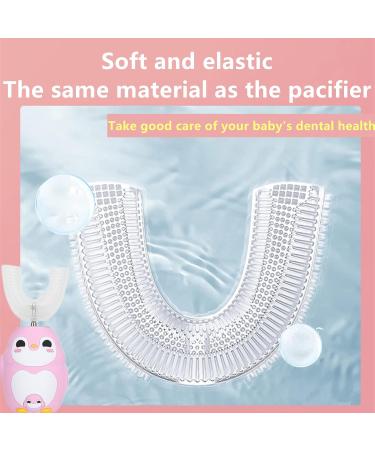 U-Shaped Children's Electric Toothbrush - Soft Pebble Brush Head Cartoon Design Toddler Friendly Includes Mousse 60ml - Pink - Buy Online on GoSupps.com
