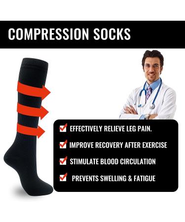 Fun Compression Socks 20-30 mmHg for Women Men - Nurse Pregnancy Travel Flight - Black L/XL (1-3 Pairs) - Buy Online on GoSupps.com