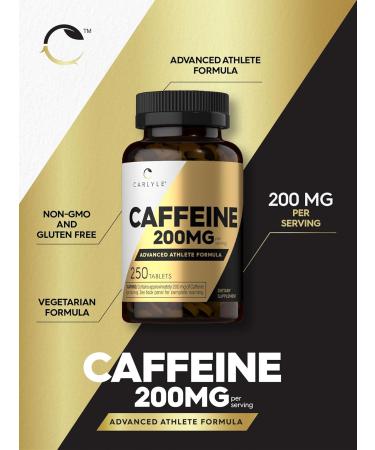 Carlyle Caffeine Pills 200mg - 250 Tablets | Advanced Athlete Formula | Vegetarian Non-GMO & Gluten Free Supplement - Buy Online Internationally - Buy Online on GoSupps.com