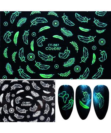 Glow in The Dark Nail Art Stickers - 8 Sheets 3D Self-Adhesive Decals for Manicure - Flowers, Leaves, Butterflies, Dragonfly Designs - Buy Online on GoSupps.com