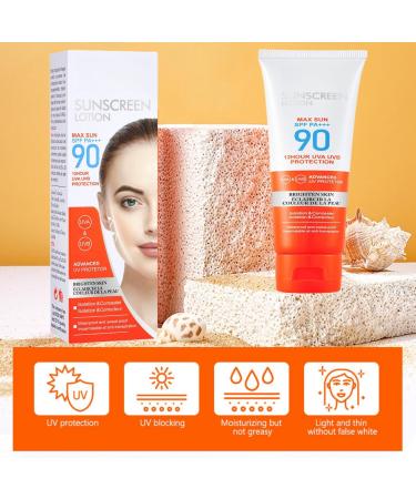 Sun Cream SPF 90 Face Sun Lotion Cream with SPF90 Suncream for High Sun Protection SPF 90 Face Moisturiser Facial Sunscreen Lotion Cream Waterproof Sun Cream Against UVA & UVB Sunscreen for Daily Use - Buy Online on GoSupps.com