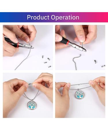 65 Ft Stainless Steel Ball Chain Set with 40 Connectors & Plier - Silver 2.4mm Diameter for Necklace & Key Chains - Buy Online on GoSupps.com
