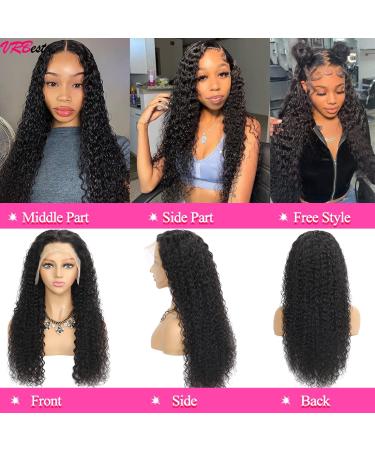 VRBest 24 Inch Deep Wave HD Transparent Lace Front Wig 180% Density | Pre Plucked Wet & Wavy Human Hair Wigs for Black Women - Buy Online on GoSupps.com