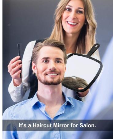 Nicole Fantini Professional Salon Large Handheld Mirror - Wide Angle Barber Hairdressing Makeup Mirror in Black - Buy Online on GoSupps.com