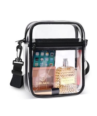 Youshuo Clear Bag Stadium Approved - TPU Clear Purse with Front Pocket for Concerts, Sports Black