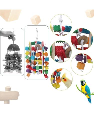 MQUPIN Large Bird Parrot Toys Colorful 22 Inch Wooden Blocks for African Greys, Amazons, Cockatoos and Macaws - Chew Toys for Large Parrots - Buy Online on GoSupps.com
