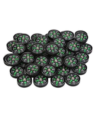 HJLIKE 50 Pieces Mini Compass Small Button for Kids 20mm Bulk Hiking Liquid Filled Survival Set Camping Boating Touring Backpacking Outdoor Activities, Pack of, BLACK