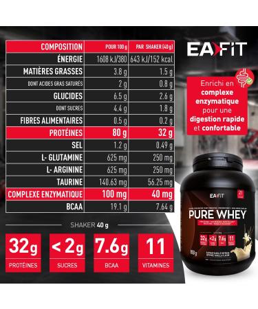 Whey Vanilla | EAFIT | Protein | 85% Whey Protein+7.6 g BCAA/shaker+magnesium | Bodybuilding Maintaining and Building Muscle Mass | Whey protein for Sport | 850g - Buy Online on GoSupps.com