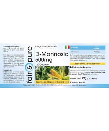 Fair & Pure - D-Mannose 500mg - vegan - 120 capsules - Buy Online on GoSupps.com