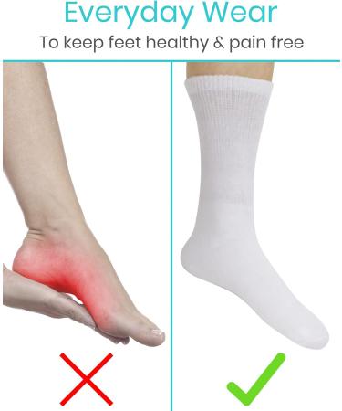 Vive Diabetic Crew Socks (6 Pairs) - Non-Binding Cushion Ankle Pack - White, Sizes Small (Up to Men 9, Women 11) - Diabetes Foot Care - Buy Online on GoSupps.com