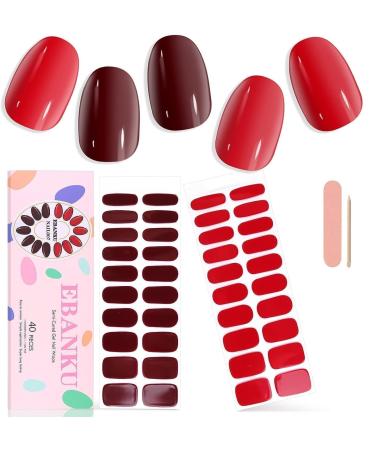 EBANKU 40 PCS Gel Nail Strips Gel Nail Strips Full Wraps Adhesive Gel Nail Stickers with Nail File and Stick(UV/LED Lamp Required) (1) - Buy Online on GoSupps.com
