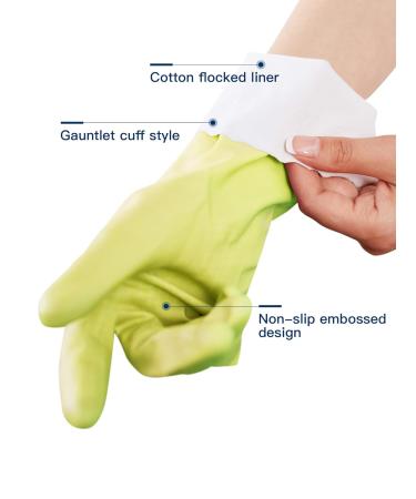 LANON Wahoo Skin-Friendly Dishwashing Gloves - Cotton Flocked Liner - Reusable & Non-Slip - Yellow Large - Pack of 1 - Buy Online on GoSupps.com