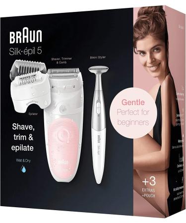 Braun Silk- pil 5 Epilator 3-in-1 Hair Removal - Wet & Dry, Gentle Setting, Cordless - White/Pink SE 5-820 - Buy Online on GoSupps.com