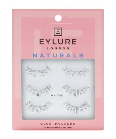 Eylure Naturals False Eyelashes Multipack Style No. 020 Black Reusable Adhesive Included 3 Pair