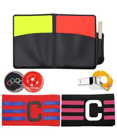 Homejoy football referee cards referee whistling set with football red and yellow cards with captain's armband with metal coach pipe with a bag of point book for football game