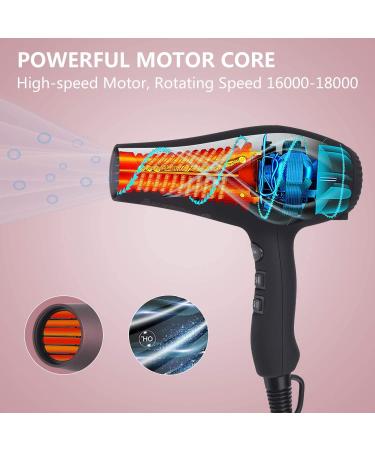 Infrared Hair Dryer - JINRI Professional 1875W Ionic Blow Dryer with Comb Diffuser & Concentrator for Fast Drying | International Shipping Available - Buy Online on GoSupps.com