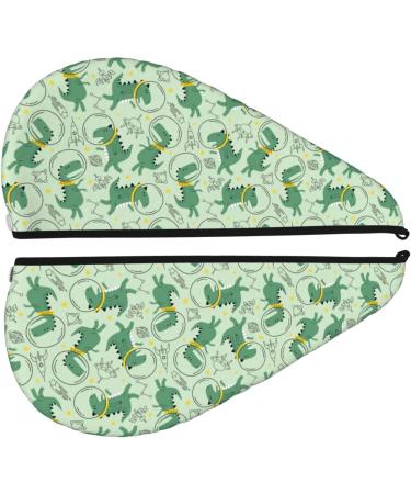 Hair Towel Wrap for Quick Drying - Cute Dinosaurs in Space - Soft & Absorbent Hair Turban with Button | Best Towel for Effortless Hair Care - Buy Online on GoSupps.com