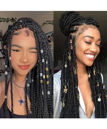 195 PCS Braids Jewelry for Women - Gold Aluminum Hair Cuffs, Rhinestone Pearls, Shell Charms - Hair Accessories for Dreadlocks, Hair Rings, Clips - Buy Online on GoSupps.com