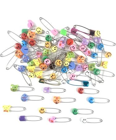 Gocavo 75pcs Diaper Pins with Locking Closure Stainless Steel Plastic Head Safety Pin for Baby Diapers Clothes (Colorful Annimal - Buy Online on GoSupps.com