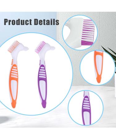 Press Toothbrush Set - 2 Denture Brushes for Effective Prosthesis Cleaning | Orange & Purple - Buy Online on GoSupps.com