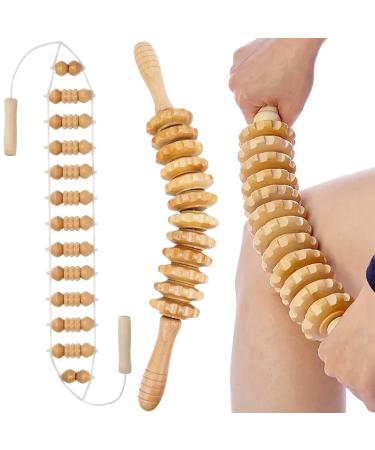 Wooden massage tools wooden massage roller and wooden back massage rope 12 rollers and 360 gently curved muscle roller crafts