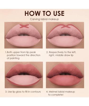 Ninnyi 3PCS Lip Liner and Lipstick Set Long Lasting Waterproof Lip Stain with Lip Brush - Buy Online on GoSupps.com